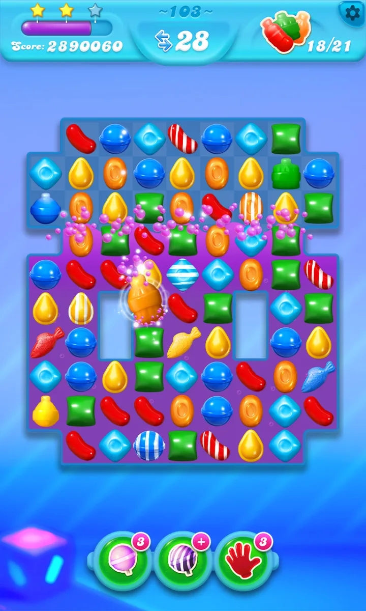 Candy Crush Soda Saga screenshot showing a soda level board